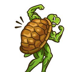 funny tutle showing his muscle