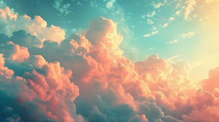 Dreamlike Fantasy Sky with Surreal Elements: Vibrant Contrasts and Minimalist Design