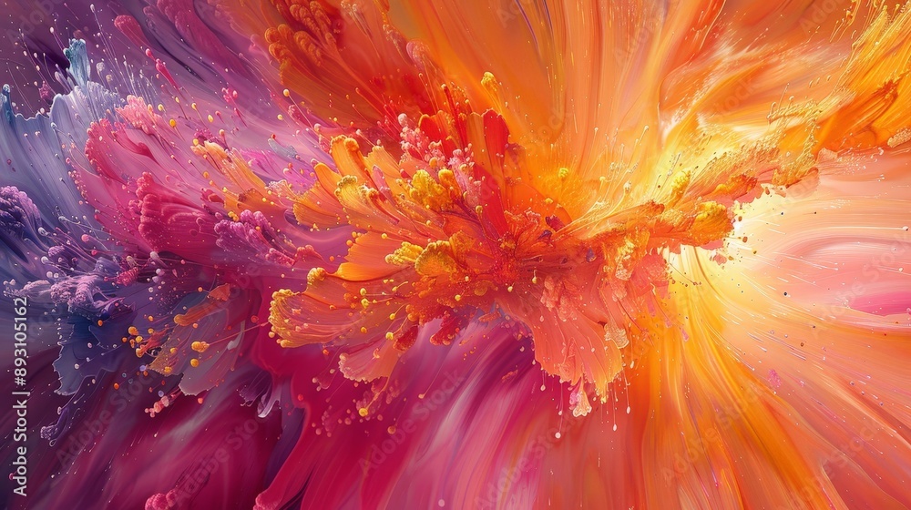 Wall mural Vivid Color Explosion - Abstract Art with Dynamic Imagery and Depth of Field