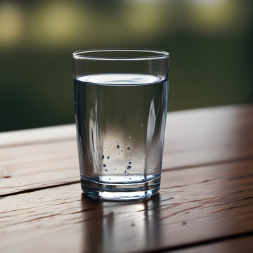 Un sencillo Vaso de agua en una mesa de madera