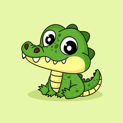 Cute alligator Cartoon Vector Icon Illustration.