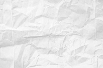 Crumpled white paper texture or background for design with copy space for text or image.