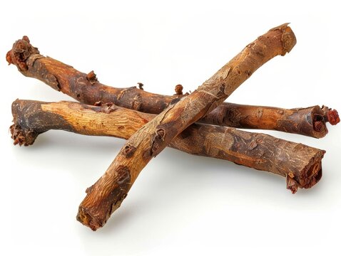 Photo of Indian madder (rak) root, isolated on white background