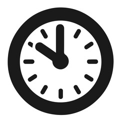 Clean black and white vector silhouette of a Clock logotype on white background