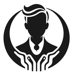 Clean black and white vector silhouette of a Person ican logotype on white background