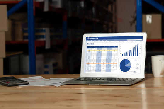 Spreadsheet document information financial startup concept. data and graphs in spreadsheet documents for online analysis project dashboard accounting digital snugly