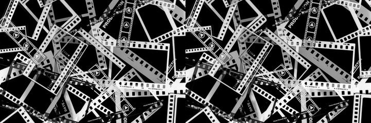 A collection of blank celluloid cinema and photo film strip