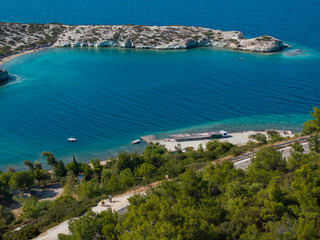 Turquoise Aegean Sea Beach Drone Photo, Foca İzmir, Turkiye (Turkey)