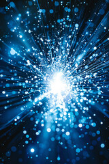 Naklejka premium Abstract image of blue and white light bursts, symbolizing technology and energy.