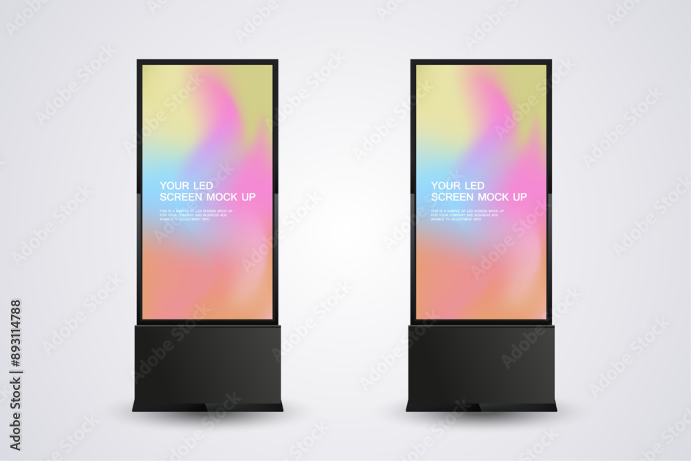 Poster a realistic led mock-up screen prominently displaying a gradient background. the lcd screen is place