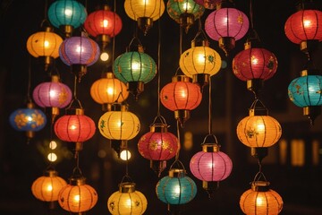 Diwali decorative lamps  or Akash Kandil or Lantern lights. Festive season in Mumbai during Diwali.Vertical or portrait orientation