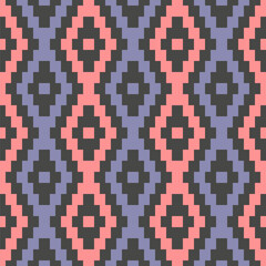 gray repetitive background with blue and pink abstract ornament. vector seamless pattern. geometric fabric swatch. wrapping paper. continuous design template for home decor, apparel, textile, cloth