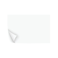 Blank white paper with curled corner, ideal for notes or messages. Vector