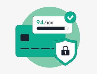 Bank card fraud detection - unauthorized use to steal funds or make purchases. Identity theft, credit card security, online fraud. Financial crime with secure transactions, phishing illustration