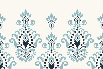 Sarong pattern.Ikat floral pattern on white background vector illustration.design for texture fabric,clothing,decoration,print.