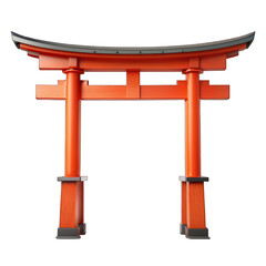 Japanese torii arch gate isolated on transparent background