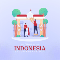 Decorating gate celebrate Indonesia Independence Day vector illustration