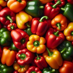 Red, orange, yellow, and green bell peppers were piled up all over the area.