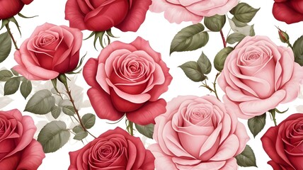 Single roses on a white background