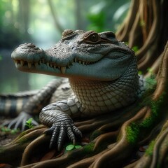 Wild crocodiles in their natural habitat