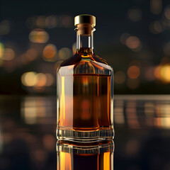 A full glass bottle of whisky isolated on clear white background,
Bottle of premium alcohol amber color isolated on white background

