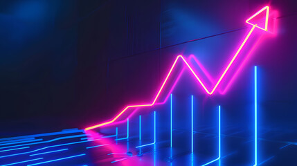 Financial Growth Chart with Arrow Showing Market Success and Crisis Trends in 3D Illustration.