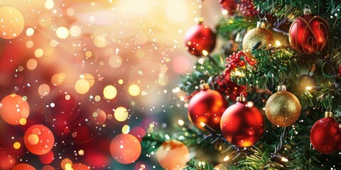 Christmas Tree Decorated With Red and Gold Ornaments