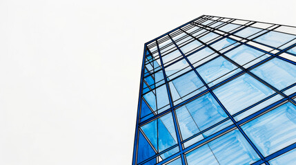 Obraz premium Ink sketch watercolor illustration of a sleek skyscraper with large glass windows and modern architectural elements on a white background 
