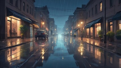 Obraz premium Rainy night in the city