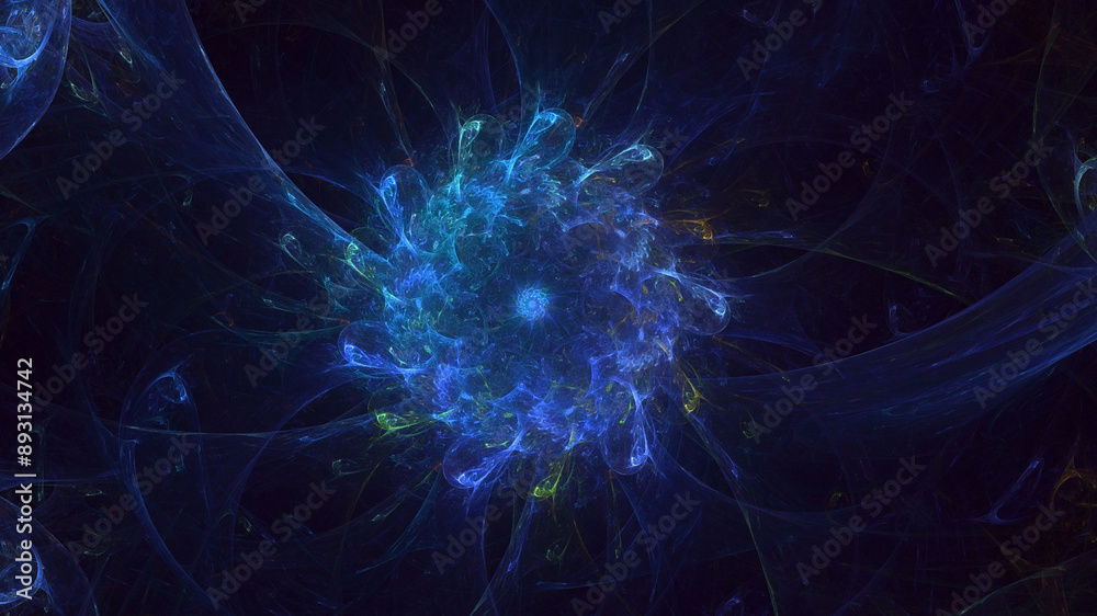 Wall mural 3d manual rendering abstract fantasy light fractal background. its not ai generatd illustration.