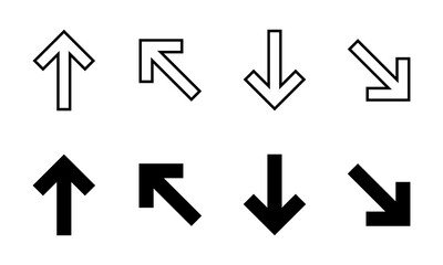 Up and down arrow icon set in generic design. Upward and downward sign symbol