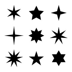 Sparkling star icon set collection in generic style