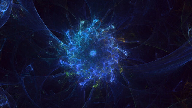 Fototapeta 3D manual rendering abstract fantasy light fractal background. Its not AI Generatd illustration.