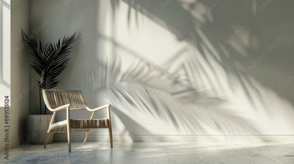 Canvas Prints Minimal room decor with palm shadow