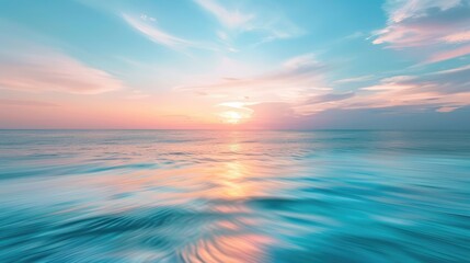 Naklejka premium Summer vacation idea: Blurry blue sea and sunrise sky