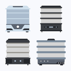 Food dehydrators machines vector cartoon set isolated on a white background.