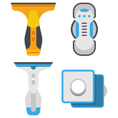 Window cleaners vector cartoon set isolated on a white background.