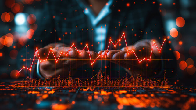 A person is holding a graph with a red line and a black line