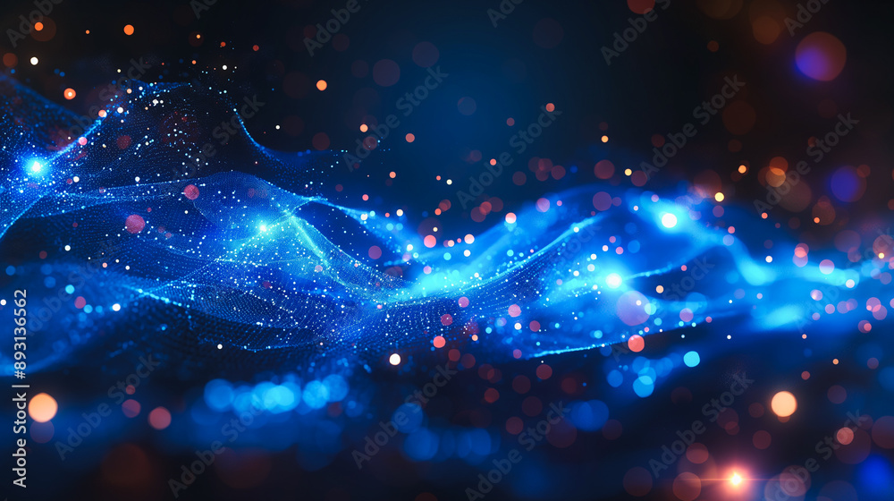 Poster futuristic abstract blue technology background featuring dynamic lines and digital patterns for a hi