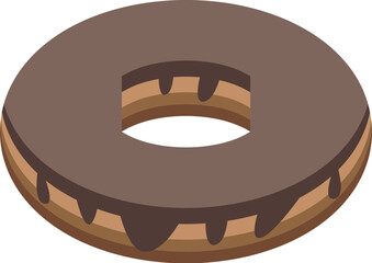 Delicious chocolate doughnut with icing dripping down the sides