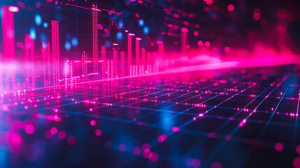 Innovative forex candlestick chart with upward trends on blue grid backdrop, perfect for financial growth and stock market designs.
