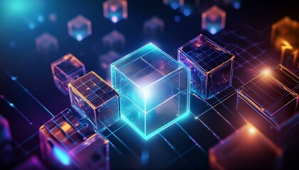 Beyond Reality: Exploring the Metaverse through Digital Cubes and Blocks Navigating the Meta verse with Advanced Cube Technology light, energy, digital, technology, illustration, space, explosion