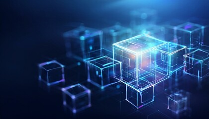 Obraz premium Beyond Reality: Exploring the Metaverse through Digital Cubes and Blocks Navigating the Meta verse with Advanced Cube Technology light, energy, digital, technology, illustration, space, explosion