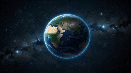 Obraz premium Earth's Natural Beauty: Blue Oceans and Clouds in the Expansive Starry Universe