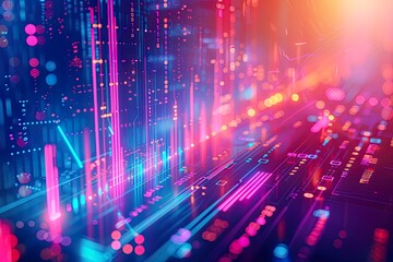 Financial Graph on Abstract Technology Background