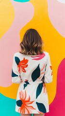 Fototapeta premium Fashion girl in a cute romper, standing in a garden
