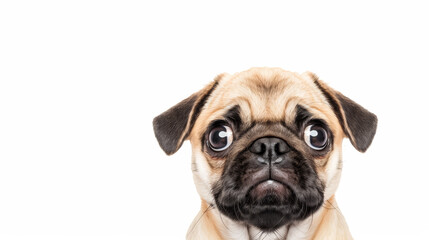 Obraz premium watercolor illustration of a pug puppy isolated on a white background 