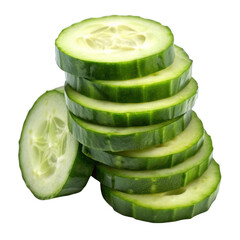 Stack of cucumber slices isolated on transparent background