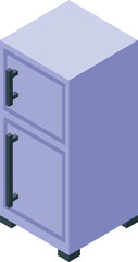 Modern double door refrigerator standing in isometric view, ideal for kitchen appliance concepts