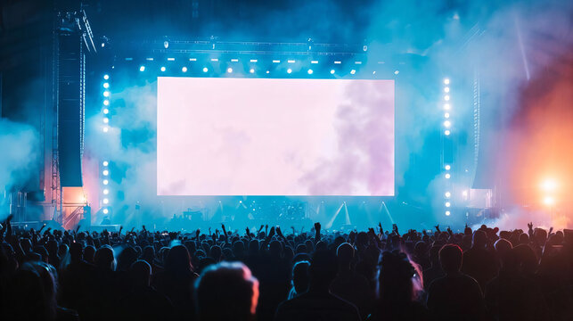 Concert Crowd Facing Large Screen.